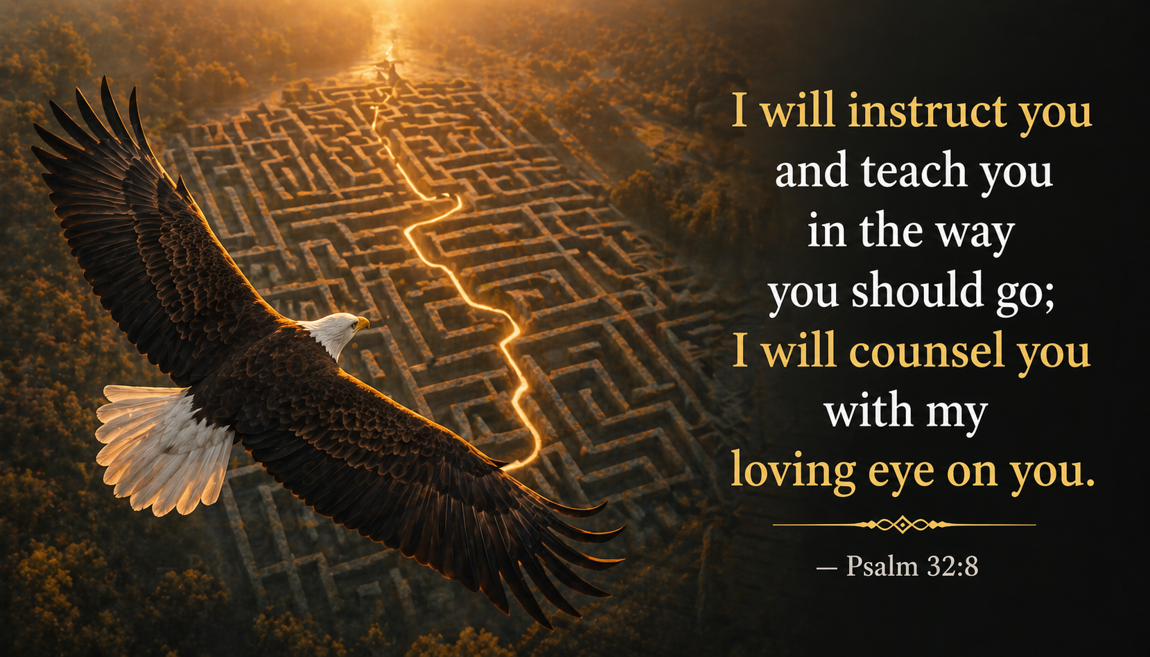 Psalm 32:8 — I Will Instruct You and Teach You | Eagle Above Maze Wallpaper
